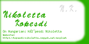 nikoletta kopesdi business card